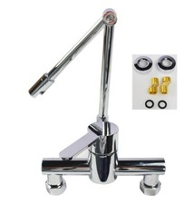 Modern Retractable Double Joint 20in Wall Mount Tap Stainless Steel Single Hole