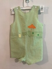Funtasia Too Toddler Romper 4T Green White Pinstripe Alligator Outfit