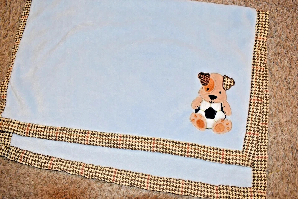 G5 LN 30x40 CORDEROS E HIEDRA Azul Felpa PERRO CACHORRO Pelota de Fútbol Bebé Cuna Manta Lovey Foto 3 de 4