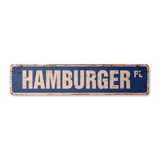 HAMBURGER Vintage Street Sign Metal Plastic food fast restaurant diners