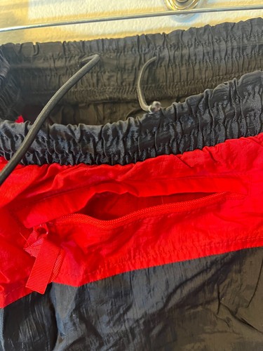 Adult Rain Suit Size XL black red jacket pants nylon packs folds zip hood light - Picture 6 of 12