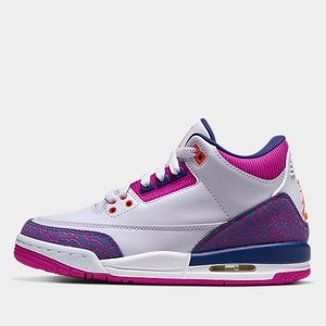 Big Kids Air Jordan Retro 3 Basketball Shoes Pink Purple Grape
