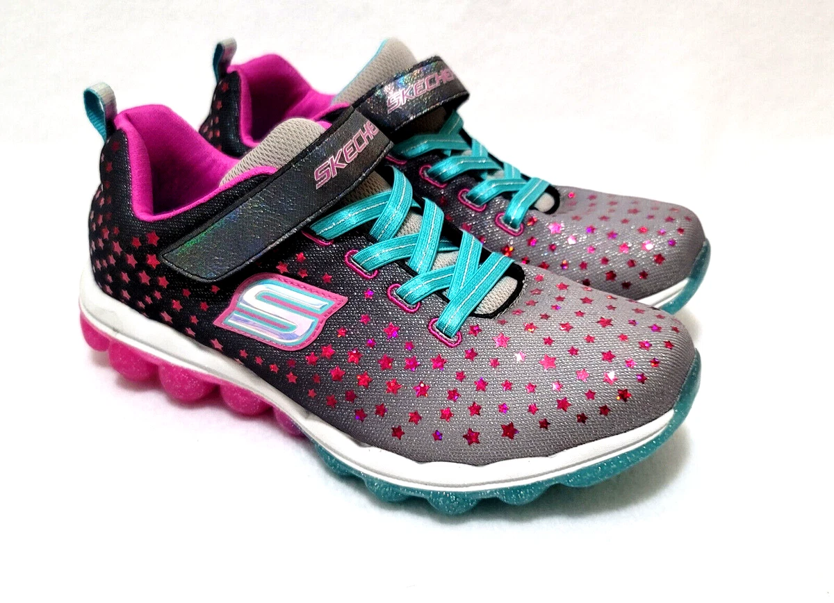 Skechers Kids Skech Air Star Jumper Black Purple Turquoise Size