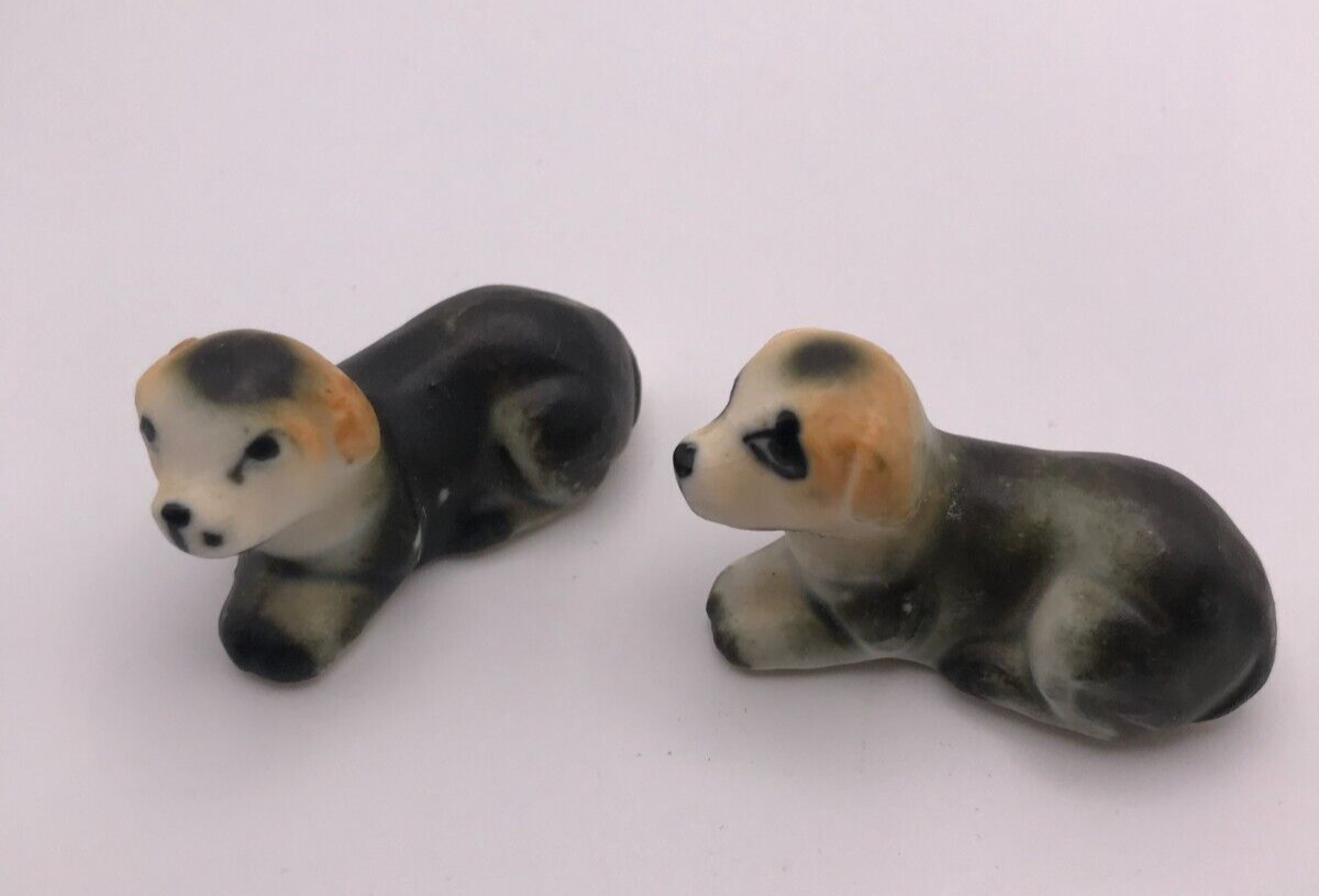 RETRO PAIR MINI CERAMIC DOG FIGURINES eBay