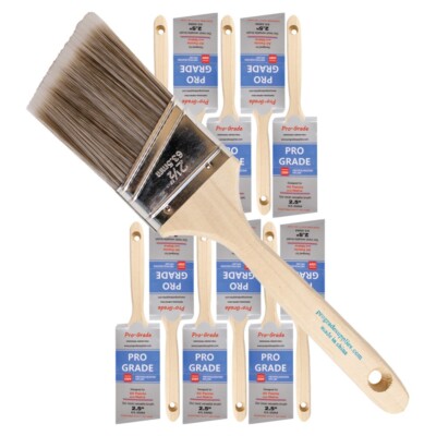 Pro Grade Paint Brush Set. 12PK 2 1/2'' Angle Paint Brushes  Wall, Trim , House
