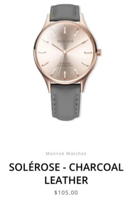 NEW! Monroe Classique Watch in Sunburst Solerose – Charcoal 