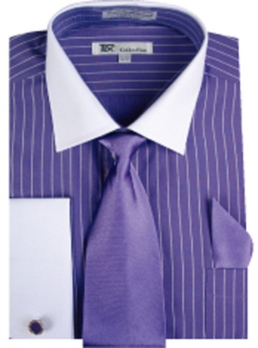 Men's stylish Striped Dress Shirt+Tie 