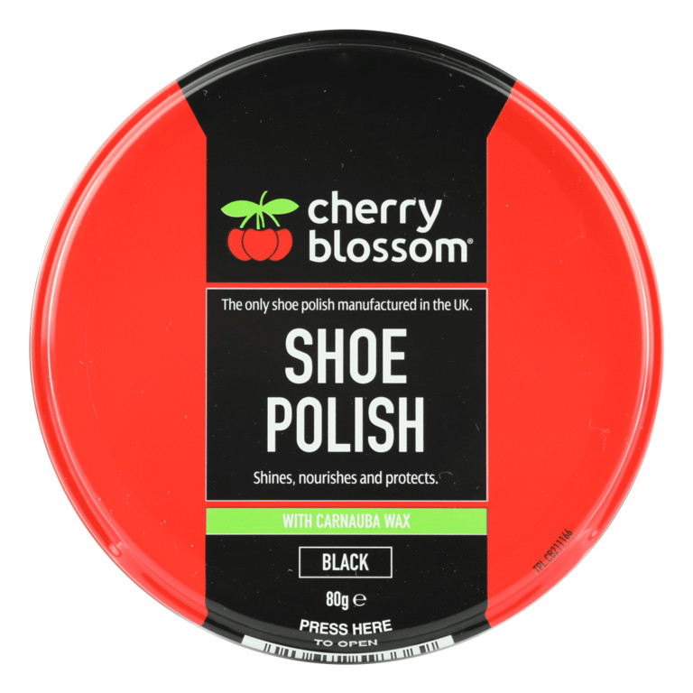 Shoe Polish Black Cherry Blossom with Carnauba Wax Leather  80g Tin