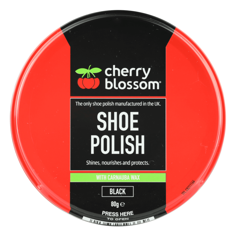 Shoe Polish Black Cherry Blossom with Carnauba Wax Leather  80g Tin
