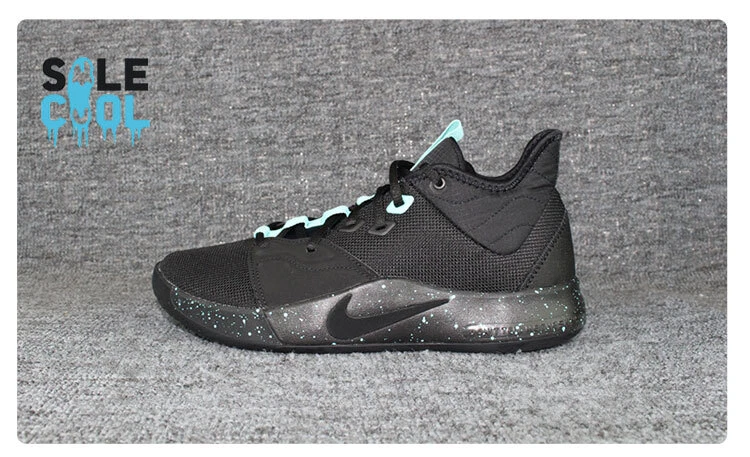 Nike PG 3 Diamond Black Aqua Paul George Mens 12 Basketball Shoes AO2607 006