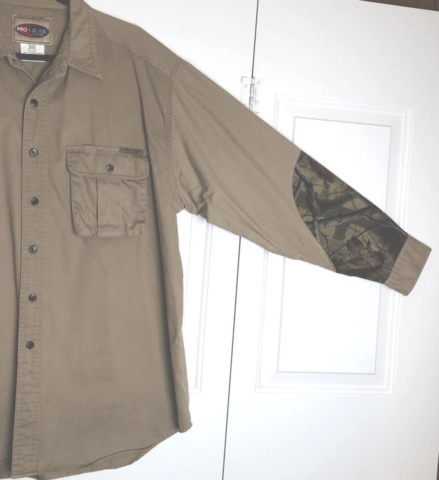 Camisa De Colección Wrangler Pro Gear Beige y Camuflada Manga Larga Caza Exterior Para Hombres Talla XL Foto 3 de 4