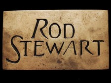 JI21132 AWESOME VINTAGE 1970s  ROD STEWART  SOLID BRASS ROCK MUSIC BUCKLE