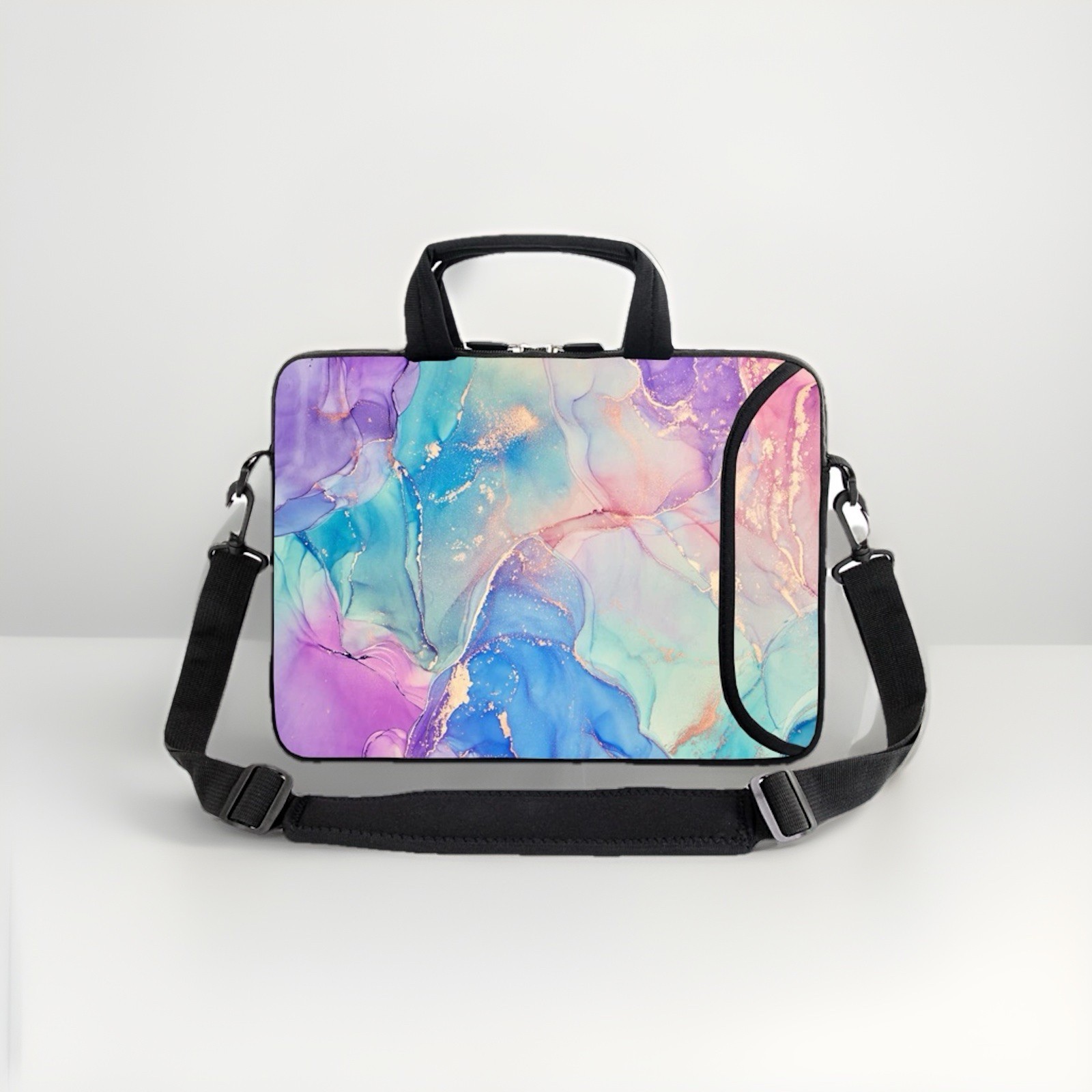 15.4" 15.6" laptop sleeve adjustable shoulder strap with handle accessory poc...