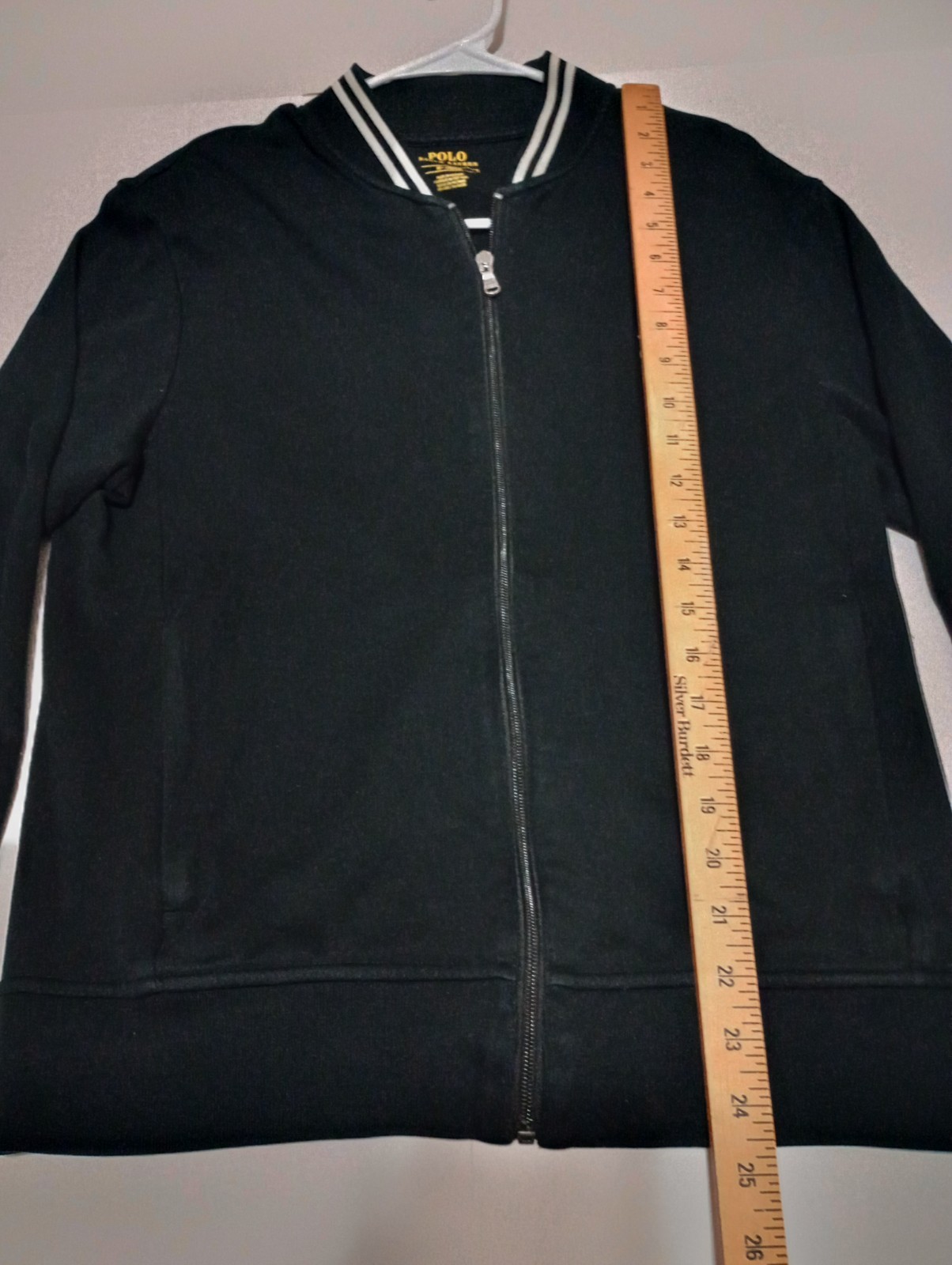 Polo Ralph Lauren giacca bomber full zip uomo media nero bianco pony