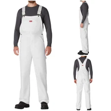 DICKIES Traditional Fit white classic denim Painters Bib Overalls Sz 36 x 32 NEW