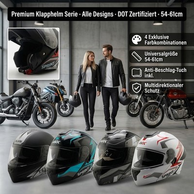 Motorradhelm Racing Sprinter Doppelvisier Klapphelm Enduro Quad 54-61cm Helme