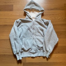 Vintage 1960's Gray Blank Thermal Waffle Lining Zip Up Hoodie Sweatshirt Sz S
