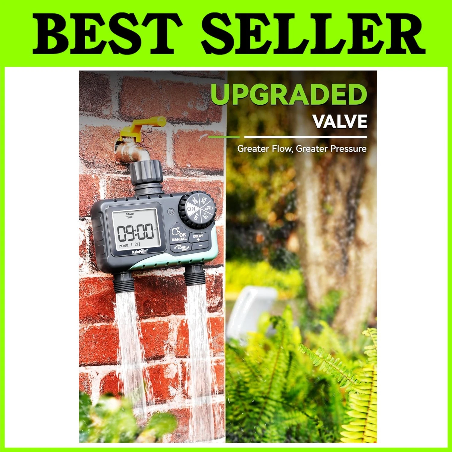 Smart Water Timer for Garden Hose - 2-Zone Programmable