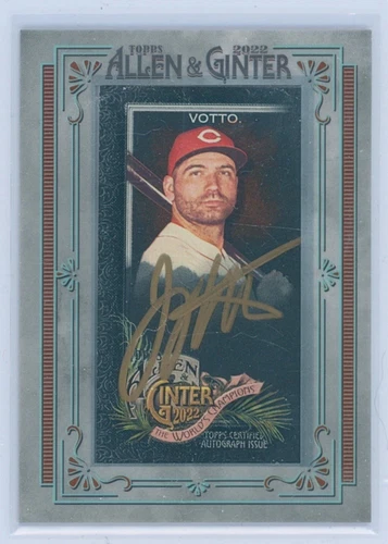 JOEY VOTTO 2022 TOPPS ALLEN & GINTER X BLACK FRAMED GOLD INK MINI AUTO #5/5 REDS
