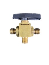 ABCO KANTLEAK Manual 3-Way Ball Valve 1/4" NPT Brass Male Connectors T Flow