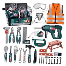 Tool Set with Tool Box  Electronic Toy Drill, Pretend Play Kids Green