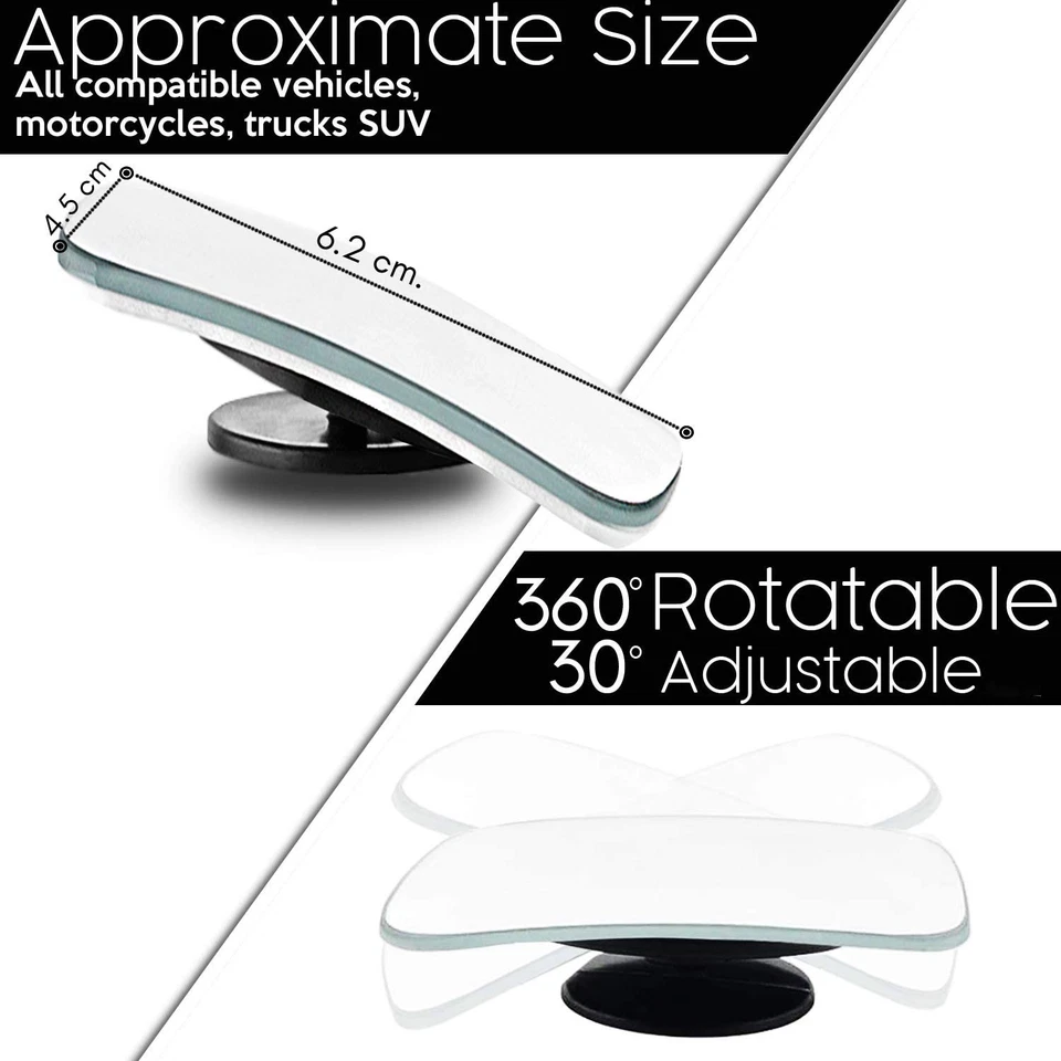 ICBEAMER 2 Juegos Espejos Rectangulares, 4 Piezas Gran Angular 360° para Camión SUV Foto 3 de 4