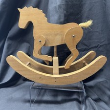 Vintage Wooden Rocking Horse Toy Hand Made Moveable Legs Rope Tail 8x10x3.5