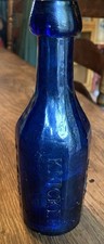 Blue Knickerbocker New York Taper Top Iron Pontil Soda Mineral Water Bottle