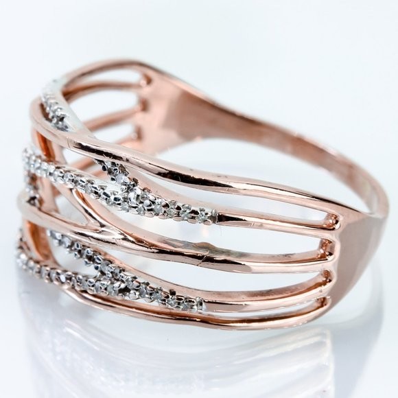 10K Rose Gold Crossover Stackable Style Diamond R… - image 3