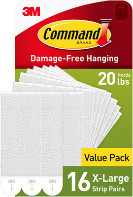 Command 20 Lb X-Large Picture Hanging Strips, 16 Pairs White Command Strips Heav