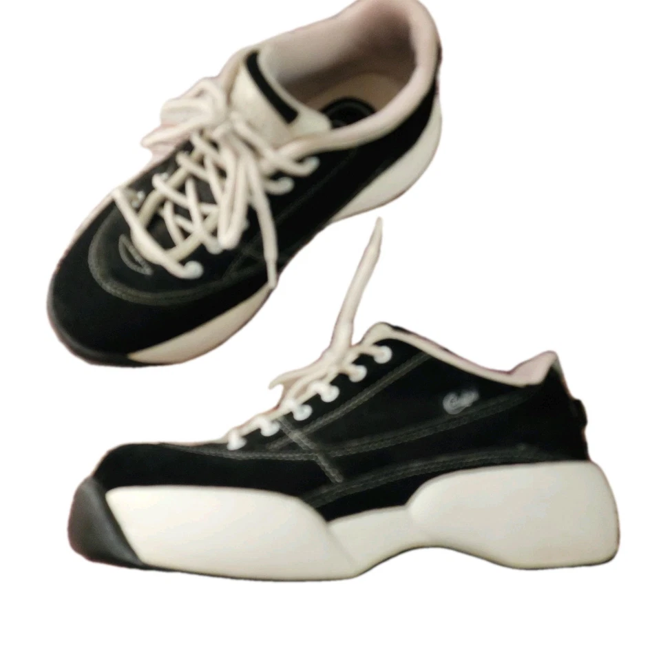 Candies Vintage Platform Suede Sneakers Black Lace Up Chunky 90's Womens 7 - Image 3 of 4