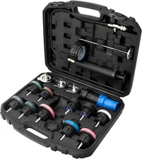 18-Piece Radiator Pressure Tester Kit - Precise Coolant Leak Detector for All...