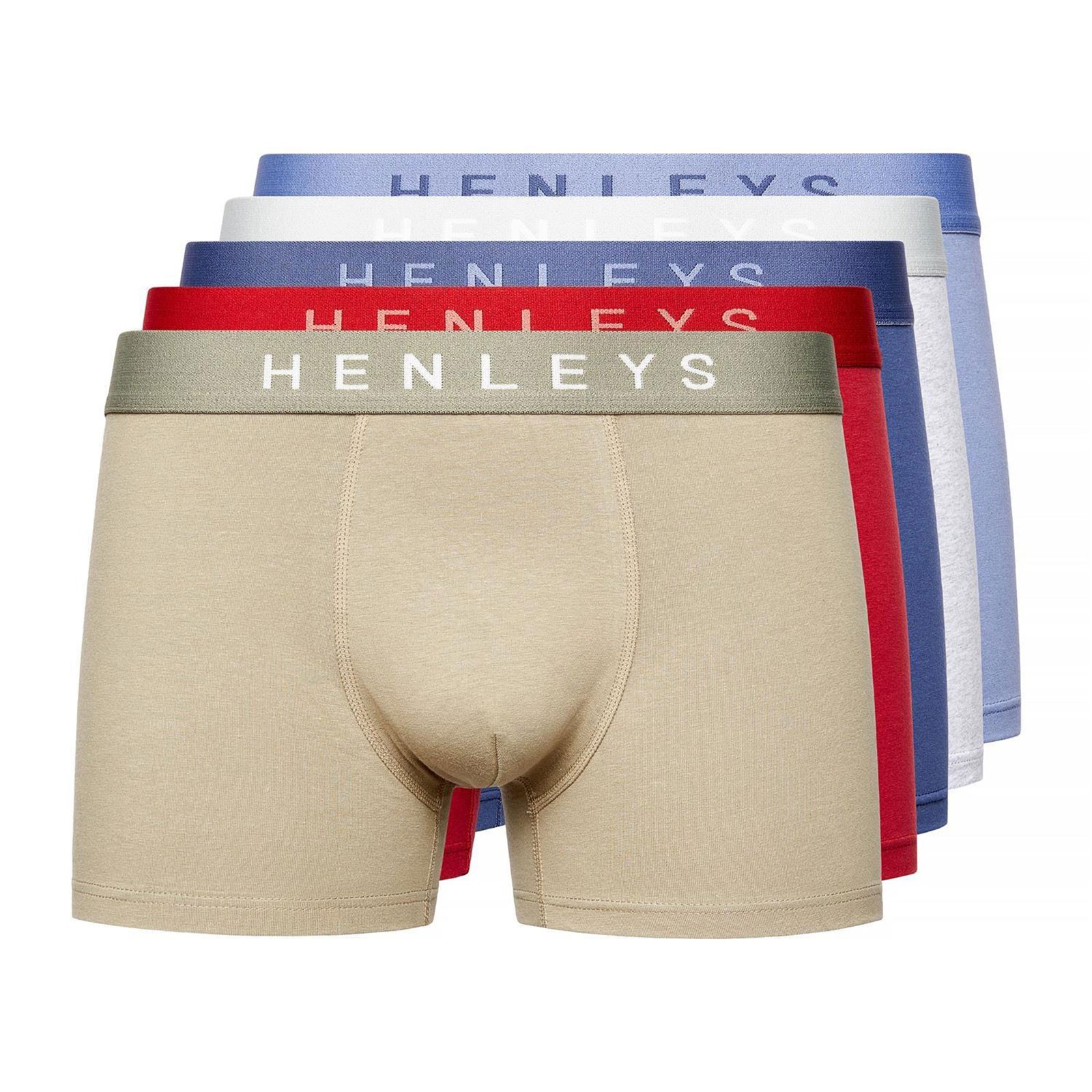 Henleys Motley Mens 5pk Boxer Shorts Comfort Underwear Assorted Multicolour