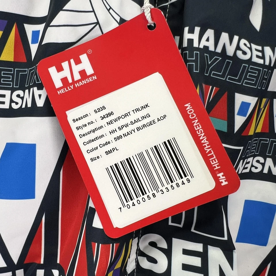 Helly Hansen Newport Swim Trunks Mens Large Navy Burgee Sailing Nautical - Image 2 of 4