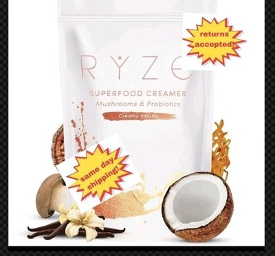 (2) Pack Ryze Probiotic Coffee Creamer Vanilla w/6 Mushrooms Organic 30 Servings