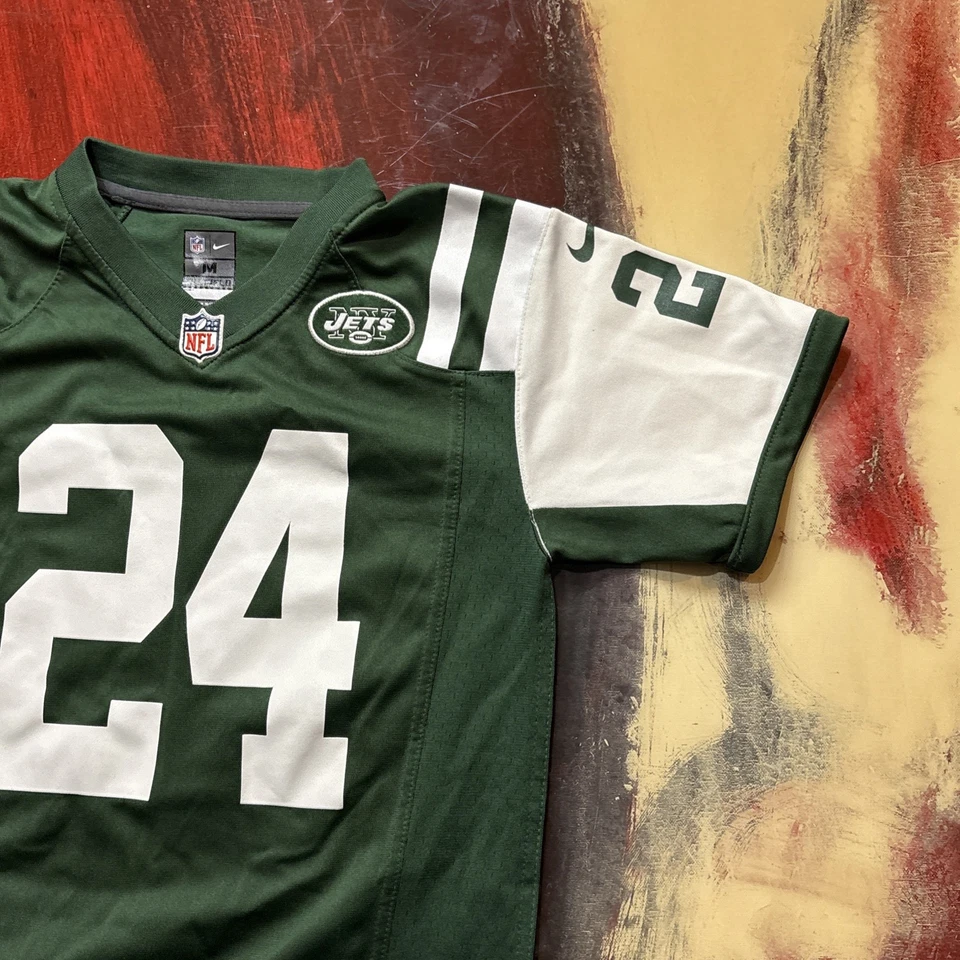 Футболка для мальчика Nike New York Jets Revis белая зеленая футбол на поле No24 молодежная M - Изображение 4 из 4