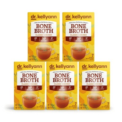 5 Pack Dr. Kellyann Bone Broth Collagen Powder Packets (35 Servings)   Grass-Fed