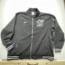 Nike Men's Miami Marlins Baseball Bomber Jacket 4XL Black Authentic Collection
