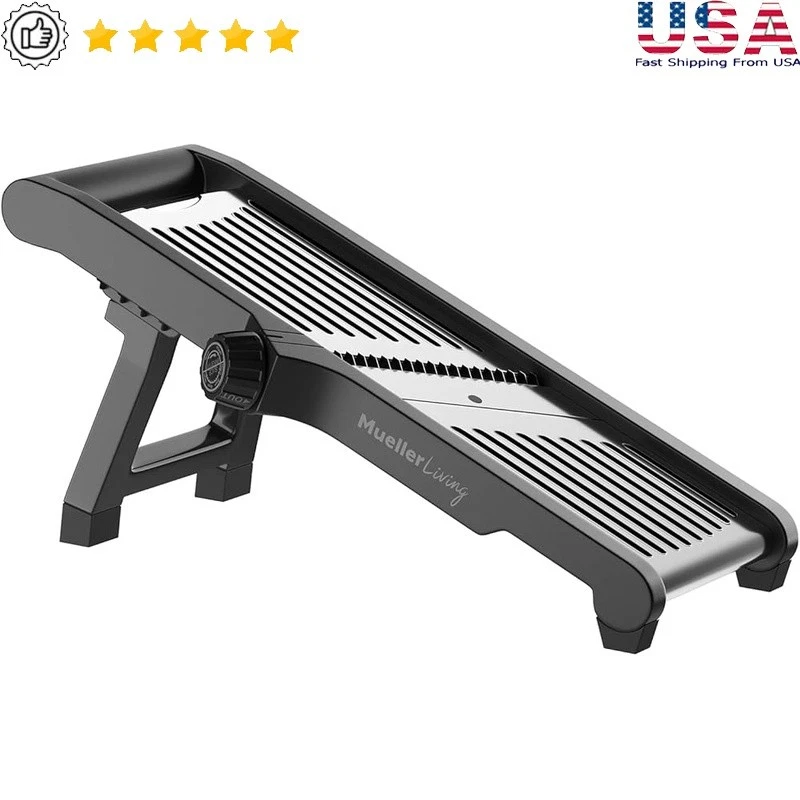 Adjustable Stainless Steel Mandoline Slicer W/ Safety Pusher & Sharp Blades New