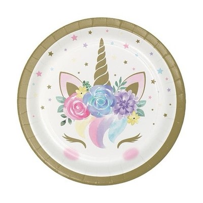 Case of 12 Creative Converting Unicorn Baby  Paper Plates 8ct Party Supplies