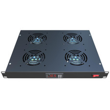 Rack Mount Fan - 4 Fans - 1U 19" Rackmount with Adjustable Temperature Control a