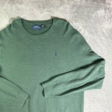 Polo Ralph Lauren Pima Cotton Crewneck Sweater Green Textured Knit Mens XL