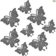 8 Pcs Bling Butterfly Car Decals Women Crystal Rhinestone Shiny Butterfly Black
