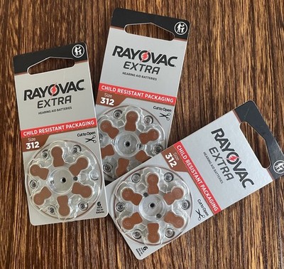 Rayovac Extra - Hearing Aid Batteries Size 312 (All Expire Feb 2029) 18 Total