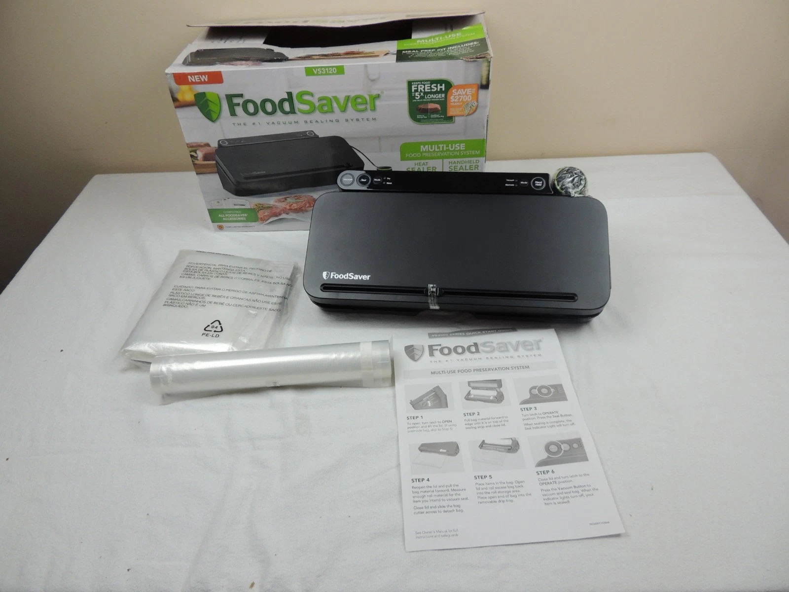 FoodSaver VS3120 Multi-Use Vacuum Sealer Preservation System Bundle Countertop