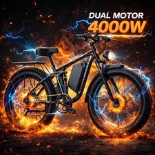 Electric Bike 24in Mountainbike 52V 34AH Dual Motor 4000W EBike Fatbike 100miles