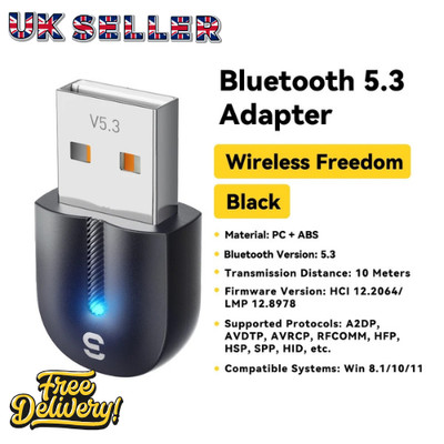 Bluetooth 5.3 Wireless Audio Daten Transmitter Empfänger USB PC Dongle Adapter