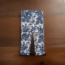 New Janie and Jack Girls Floral Sateen Crop Pants Royal Blue/White Size 5