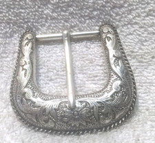 Silver Flower Western Cowboy Fine Detail Engraved Replacement Belt Buckle Great