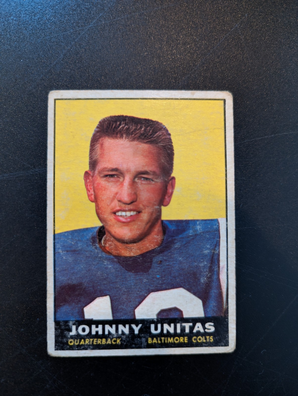 1961 Topps Johnny Unitas #1.  Baltimore Colts.  G/VG.  Ungraded.